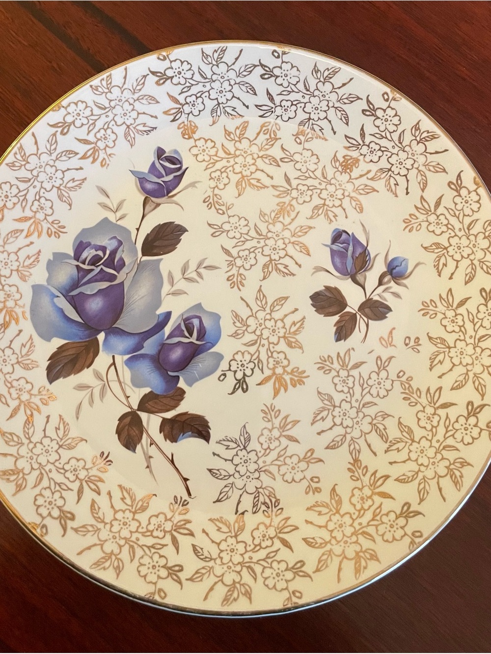 Aynsley Classic Floral Dinner Plate in Blue and Gold